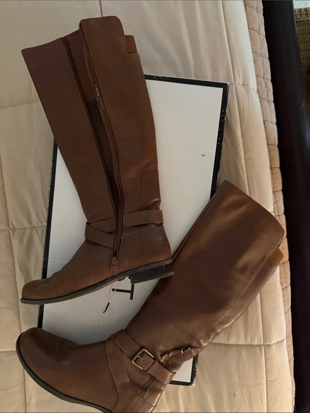 Nine West Chestnut Brown Over-the-Knee Leather Riding Boots